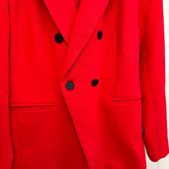 Loft Vibrant Red Blazer Size 8 Office Preppy Academia Washable Lined Pockets - Picture 4 of 13